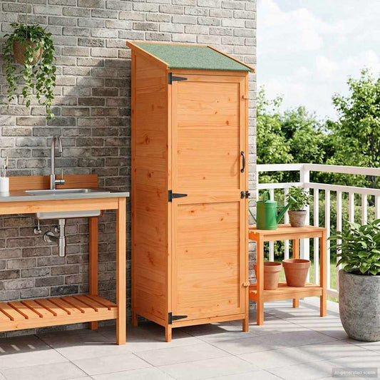 vidaXL Garden Shed with Roof Brown 59.5 x 56 x 176.5 cm Solid Fir Wood