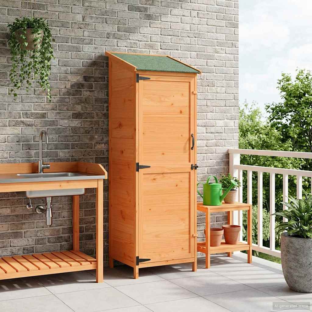 vidaXL Garden Shed with Roof Brown 59.5 x 56 x 176.5 cm Solid Fir Wood