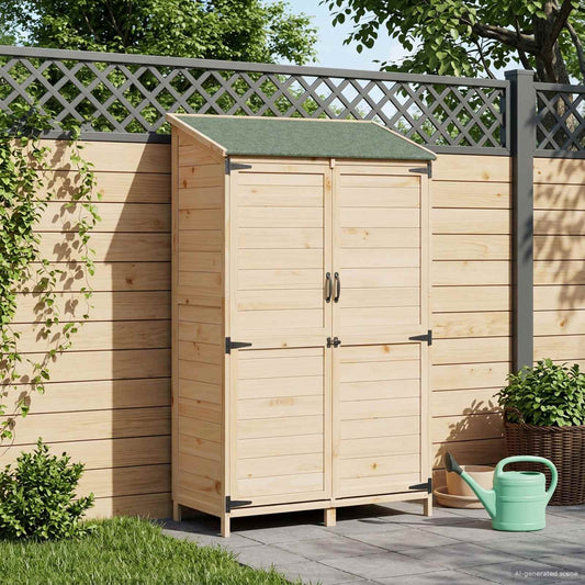 vidaXL Garden Shed Natural 106.5 x 56 x 176 cm Solid Fir Wood