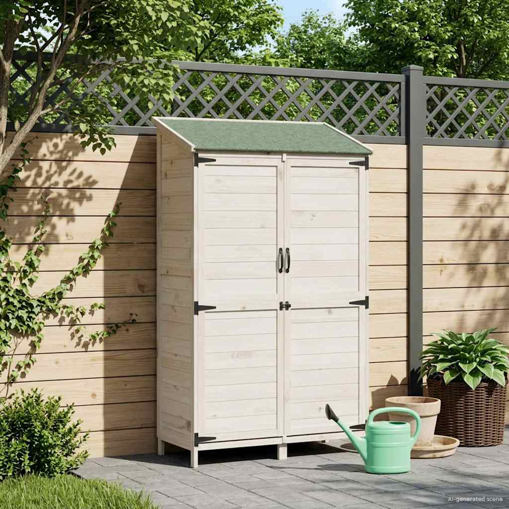 vidaXL Garden Shed with Roof White 106.5 x 56 x 176 cm Solid Fir Wood
