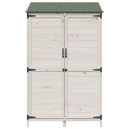 vidaXL Garden Shed with Roof White 106.5 x 56 x 176 cm Solid Fir Wood