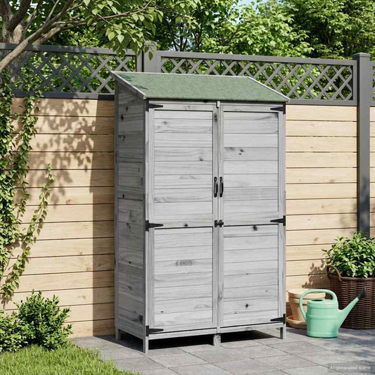 vidaXL Garden Shed with Roof Grey 106.5 x 56 x 176 cm Solid Fir Wood