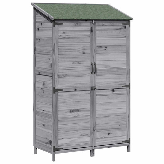 vidaXL Garden Shed with Roof Grey 106.5 x 56 x 176 cm Solid Fir Wood