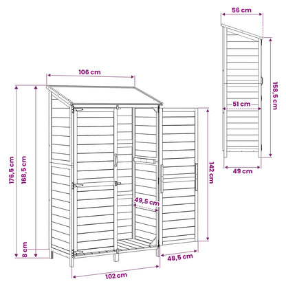 vidaXL Garden Shed Grey 106.5 x 56 x 176 cm Engineered Wood