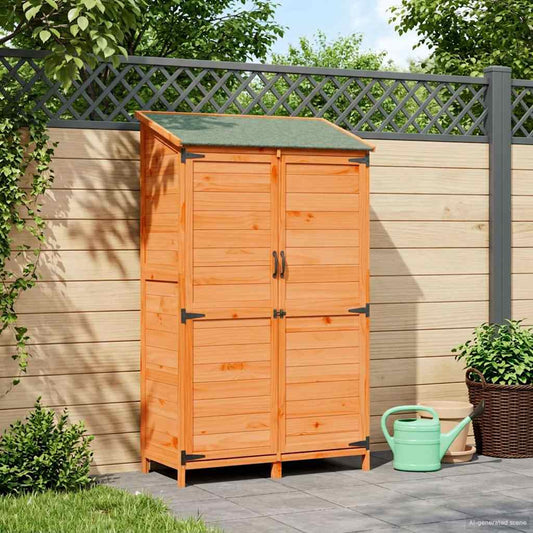 vidaXL Garden Shed with Roof Brown 106.5 x 56 x 176 cm Solid Fir Wood