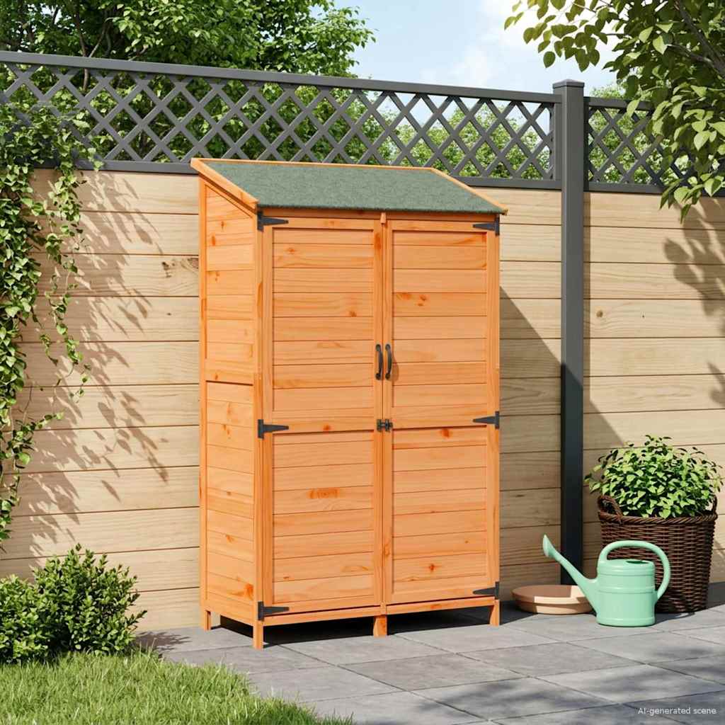 vidaXL Garden Shed with Roof Brown 106.5 x 56 x 176 cm Solid Fir Wood