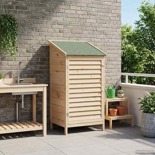 vidaXL Garden Shed with Roof Natural 59 x 56 x 113.5 cm Solid Fir Wood