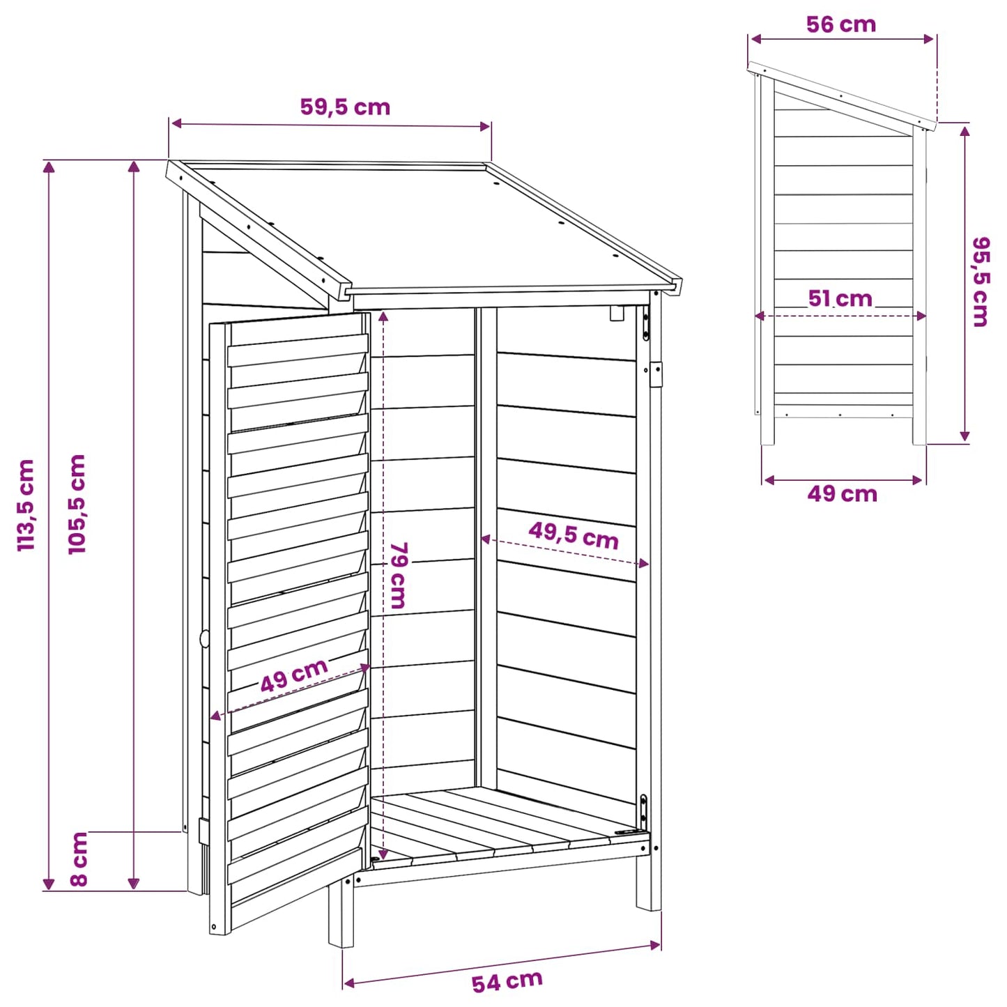 vidaXL Garden Shed with Roof Natural 59 x 56 x 113.5 cm Solid Fir Wood