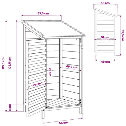 vidaXL Garden Shed with Roof Natural 59 x 56 x 113.5 cm Solid Fir Wood