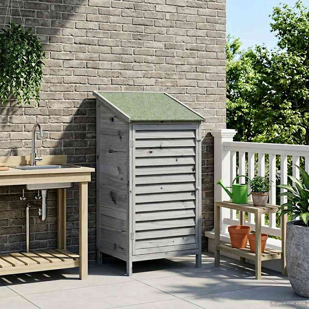 vidaXL Garden Shed with Roof Grey 59 x 56 x 113.5 cm Solid Fir Wood