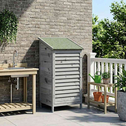 vidaXL Garden Shed with Roof Grey 59 x 56 x 113.5 cm Solid Fir Wood