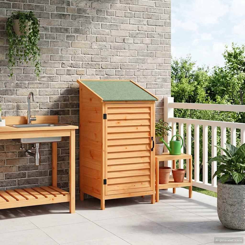vidaXL Garden Shed with Roof Brown 59 x 56 x 113.5 cm Solid Fir Wood