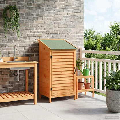 vidaXL Garden Shed with Roof Brown 59 x 56 x 113.5 cm Solid Fir Wood
