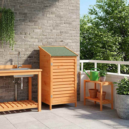 vidaXL Garden Shed with Roof Brown 59 x 56 x 113.5 cm Solid Fir Wood