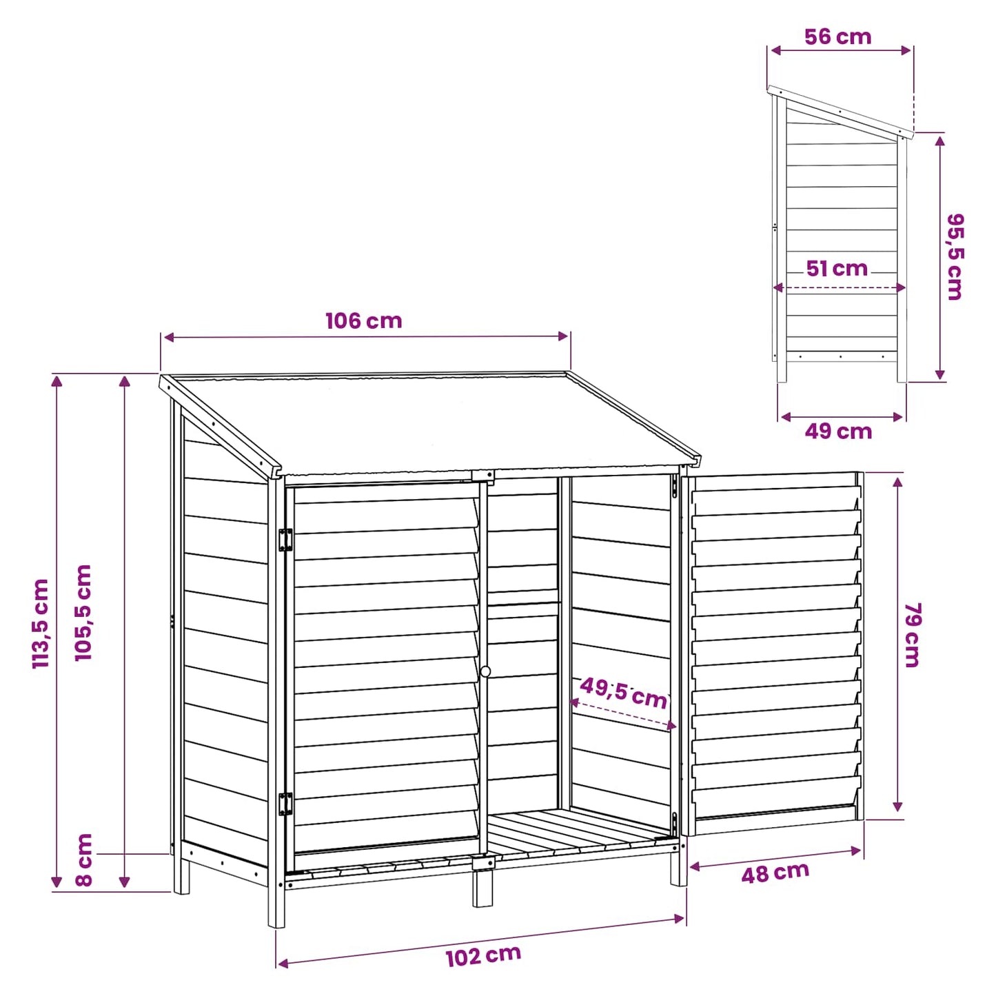 vidaXL Garden Shed Natural 106 x 56 x 113.5 cm Solid Fir Wood