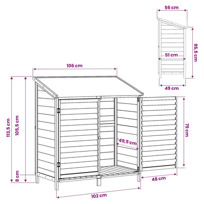 vidaXL Garden Shed Natural 106 x 56 x 113.5 cm Solid Fir Wood