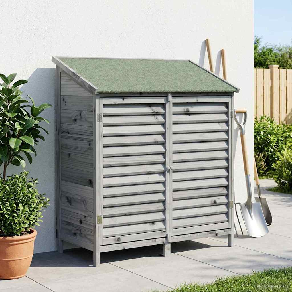 vidaXL Garden Shed with Roof Grey 106 x 56 x 113.5 cm Solid Fir Wood
