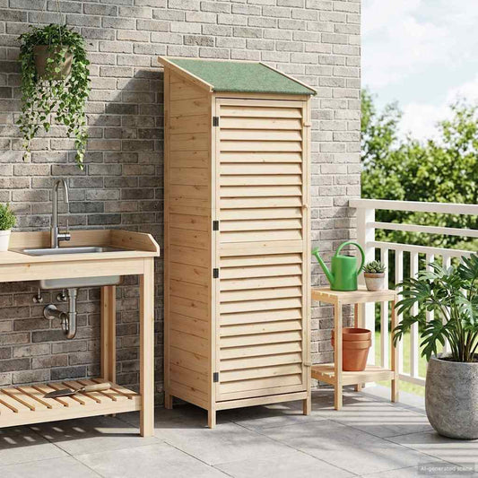 vidaXL Garden Shed with Roof Natural 59 x 56 x 176 cm Solid Fir Wood