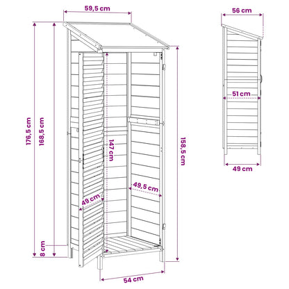 vidaXL Garden Shed with Roof Natural 59 x 56 x 176 cm Solid Fir Wood