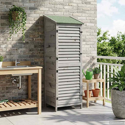 vidaXL Garden Shed with Roof Grey 59 x 56 x 176 cm Solid Fir Wood
