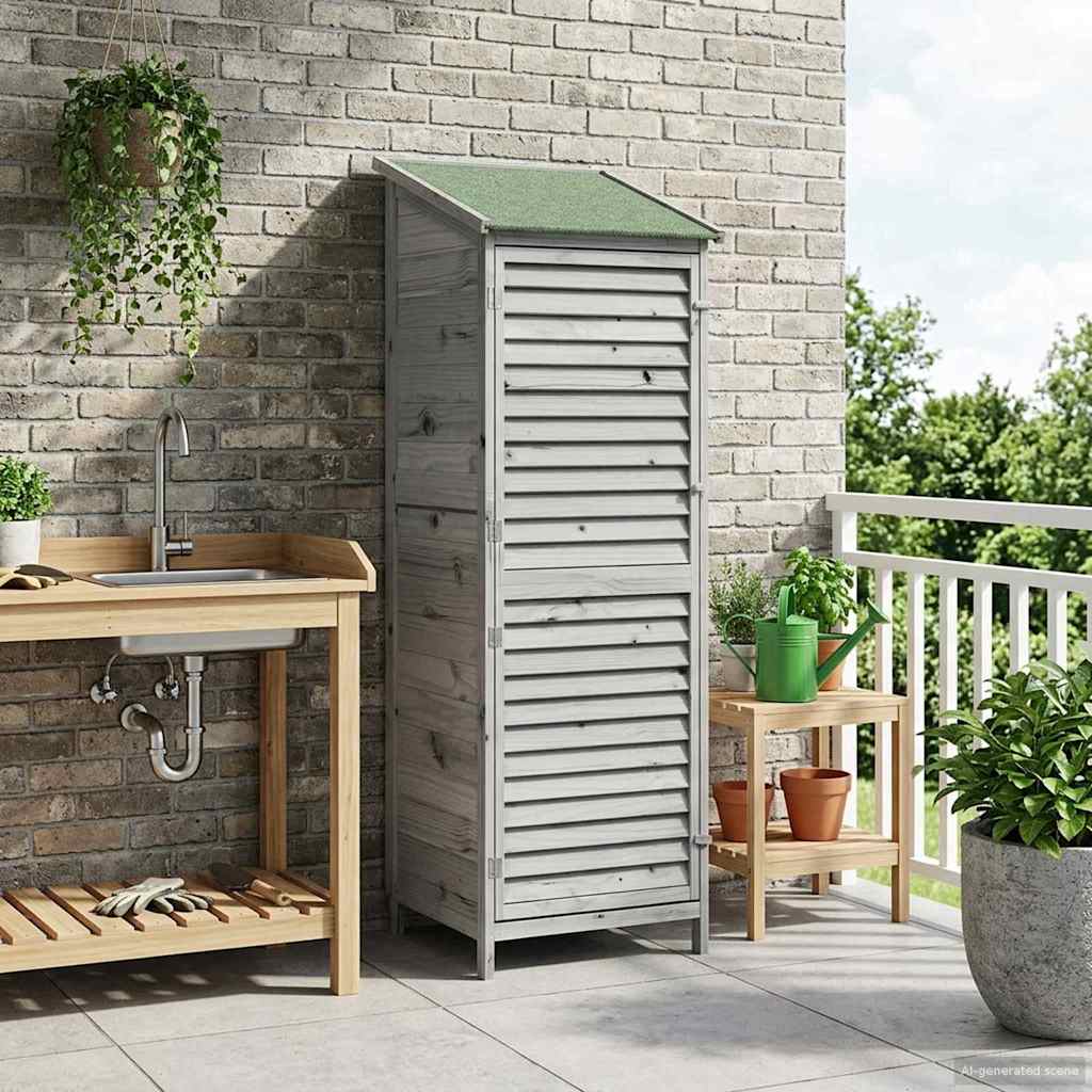 vidaXL Garden Shed with Roof Grey 59 x 56 x 176 cm Solid Fir Wood