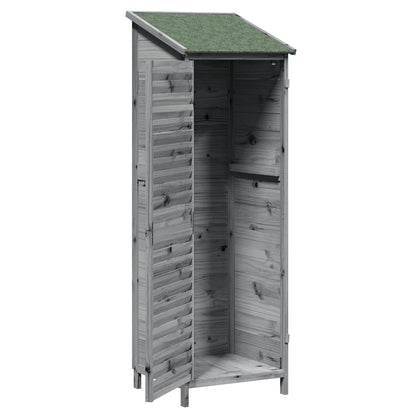 vidaXL Garden Shed with Roof Grey 59 x 56 x 176 cm Solid Fir Wood