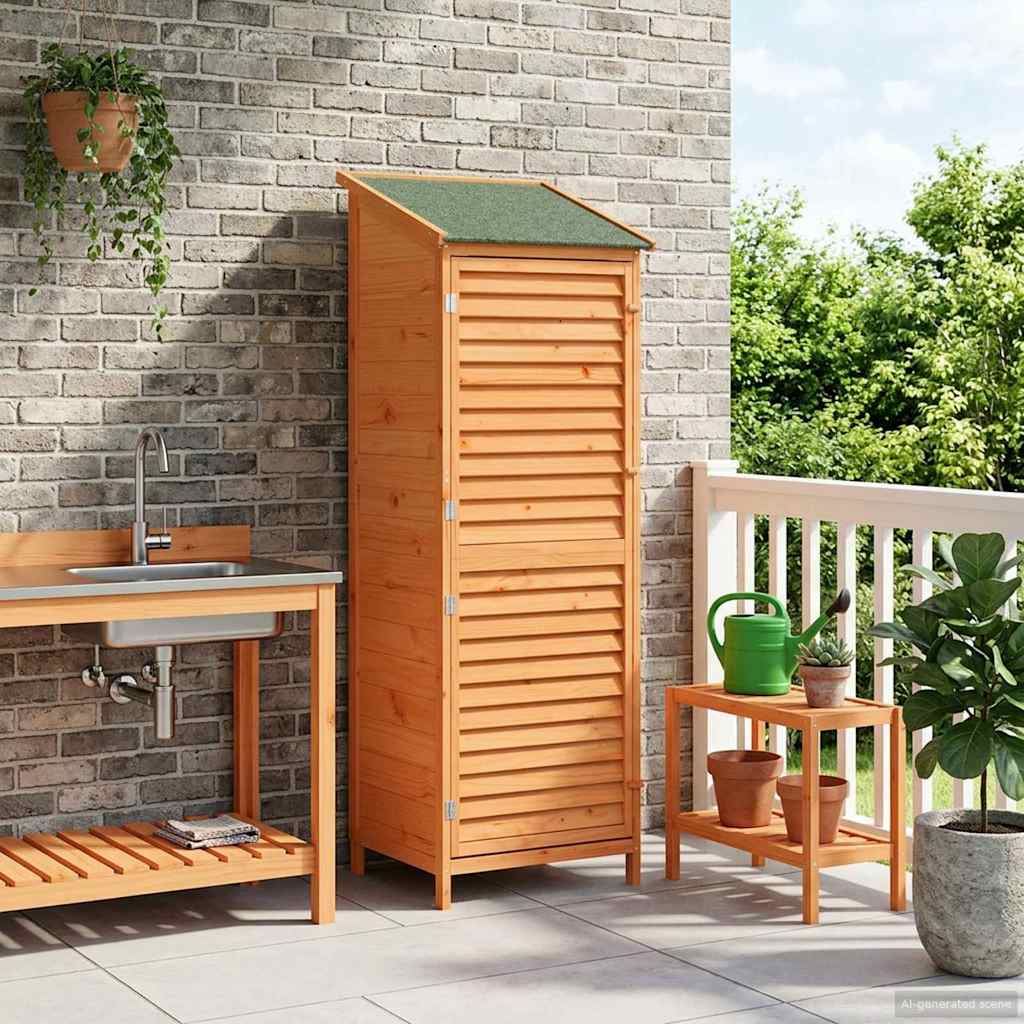vidaXL Garden Shed with Roof Brown 59 x 56 x 176 cm Solid Fir Wood