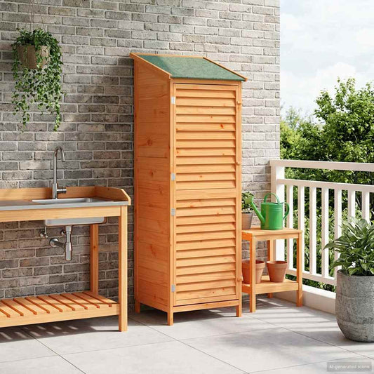 vidaXL Garden Shed with Roof Brown 59 x 56 x 176 cm Solid Fir Wood