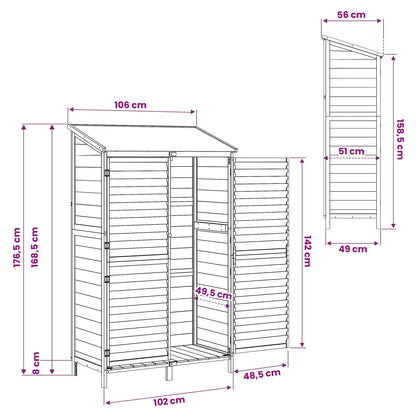vidaXL Garden Shed Natural 106 x 56 x 176.5 cm Solid Fir Wood