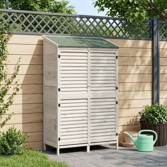 vidaXL Garden Shed with Roof White 106 x 56 x 176.5 cm Solid Fir Wood