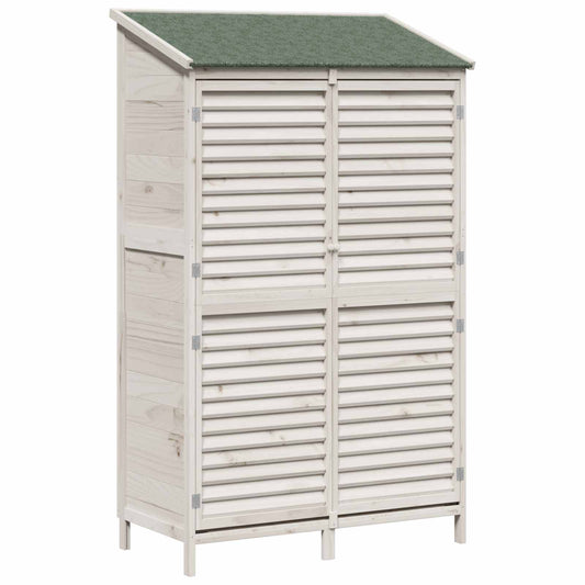 vidaXL Garden Shed with Roof White 106 x 56 x 176.5 cm Solid Fir Wood