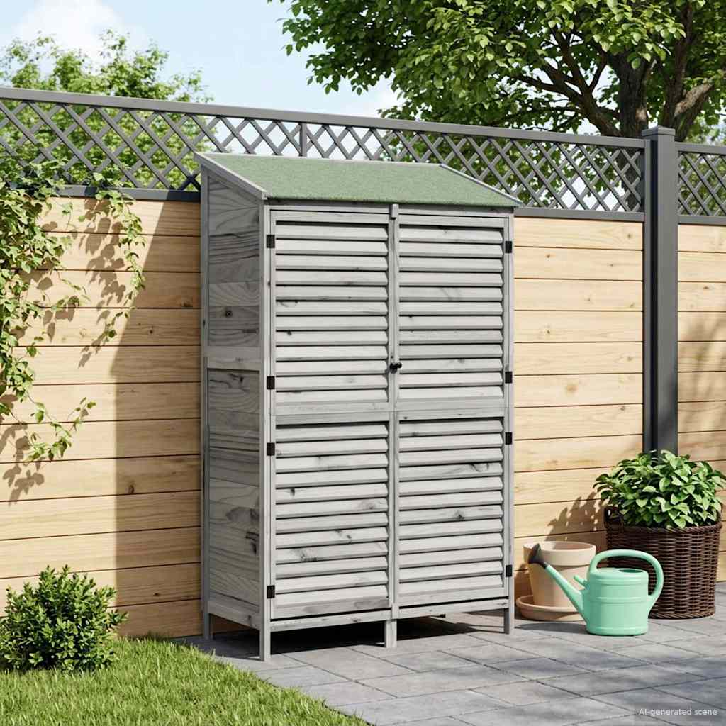 vidaXL Garden Shed with Roof Grey 106 x 56 x 176.5 cm Solid Fir Wood