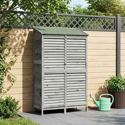vidaXL Garden Shed with Roof Grey 106 x 56 x 176.5 cm Solid Fir Wood