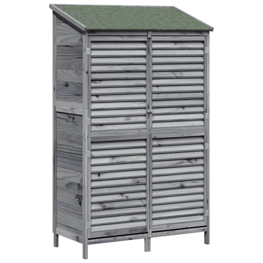 vidaXL Garden Shed with Roof Grey 106 x 56 x 176.5 cm Solid Fir Wood