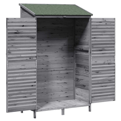 vidaXL Garden Shed with Roof Grey 106 x 56 x 176.5 cm Solid Fir Wood