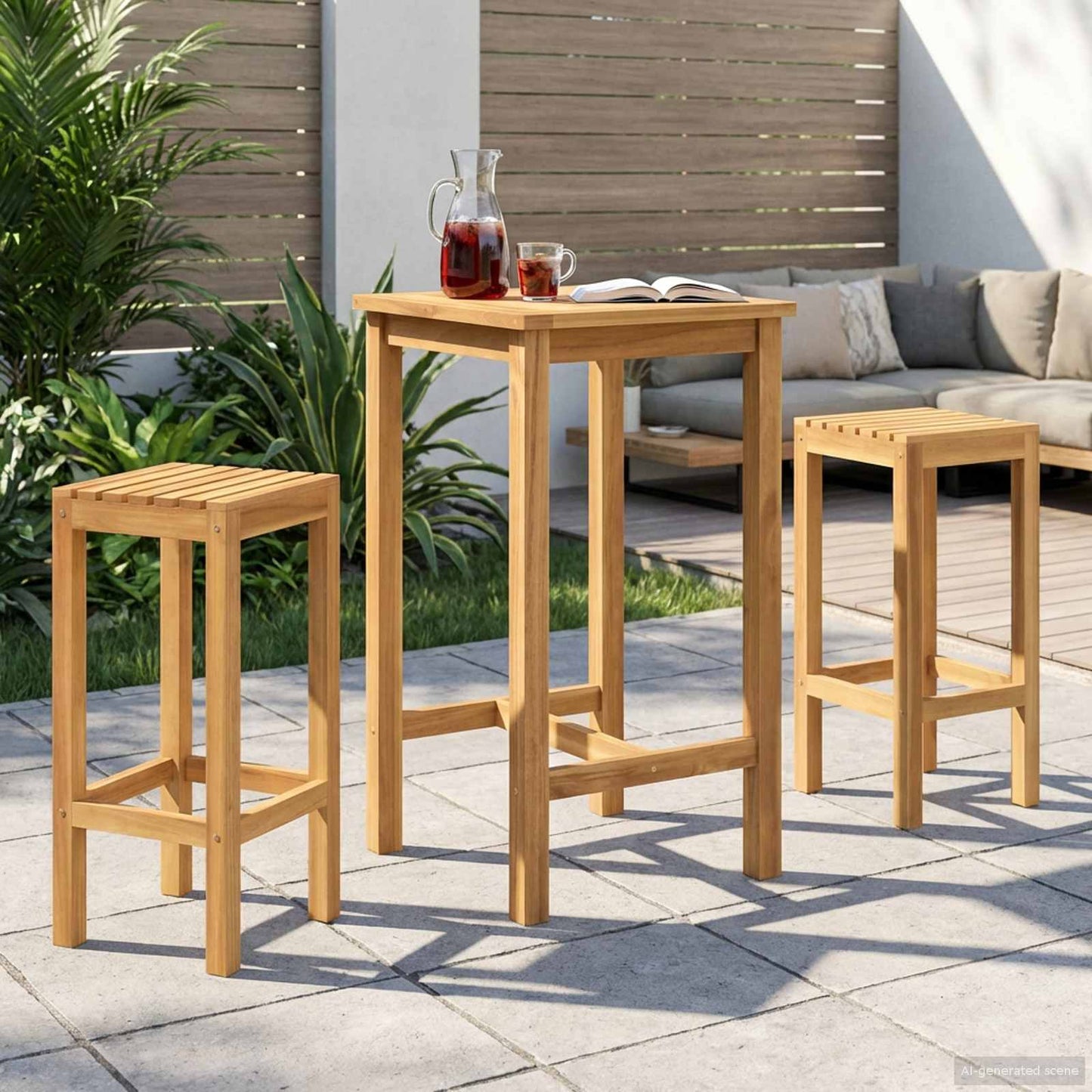 vidaXL Outdoor Bar Set 3 pcs Untreated Solid Teak Wood