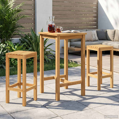 vidaXL Outdoor Bar Set 3 pcs Untreated Solid Teak Wood