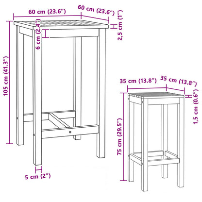 vidaXL Outdoor Bar Set 3 pcs Untreated Solid Teak Wood