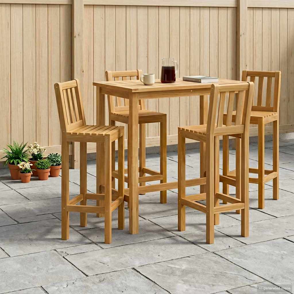 vidaXL Outdoor Bar Set 5 pcs Untreated Solid Teak Wood