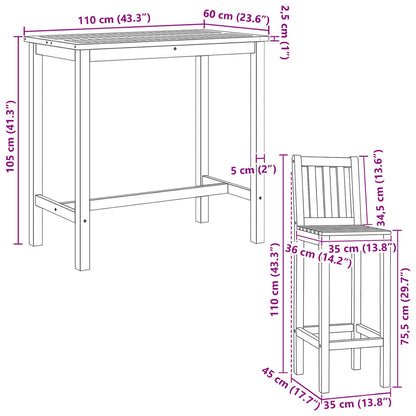 vidaXL Outdoor Bar Set 5 pcs Untreated Solid Teak Wood