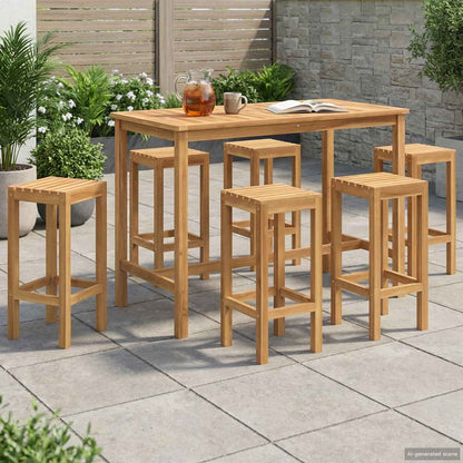 vidaXL Outdoor Bar Set 7 pcs Natural Solid Teak Wood
