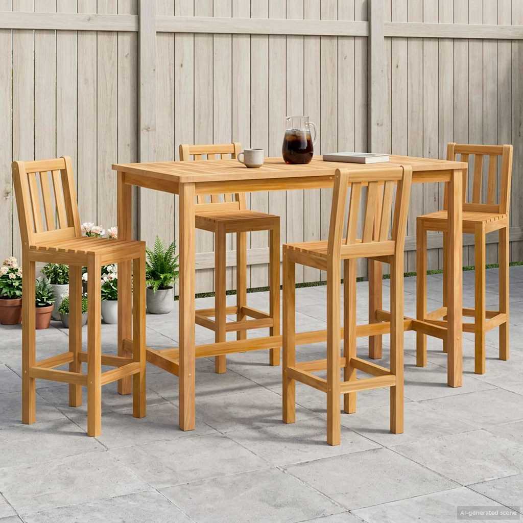 vidaXL Outdoor Bar Set 5 pcs Natural Solid Teak Wood