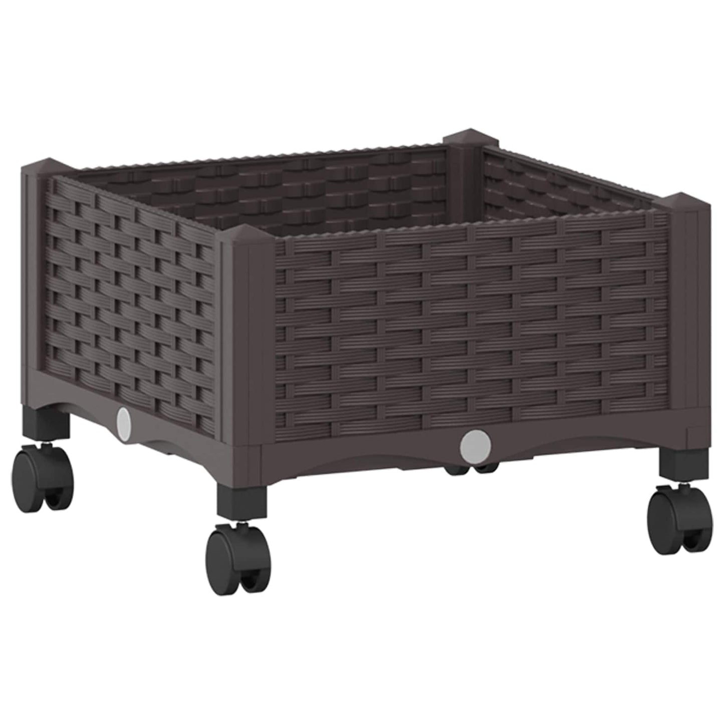 vidaXL Garden Planter with Wheels Brown 40 x 40 x 29 cm PP