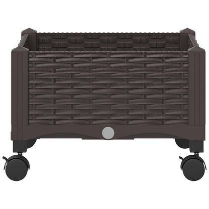 vidaXL Garden Planter with Wheels Brown 40 x 40 x 29 cm PP
