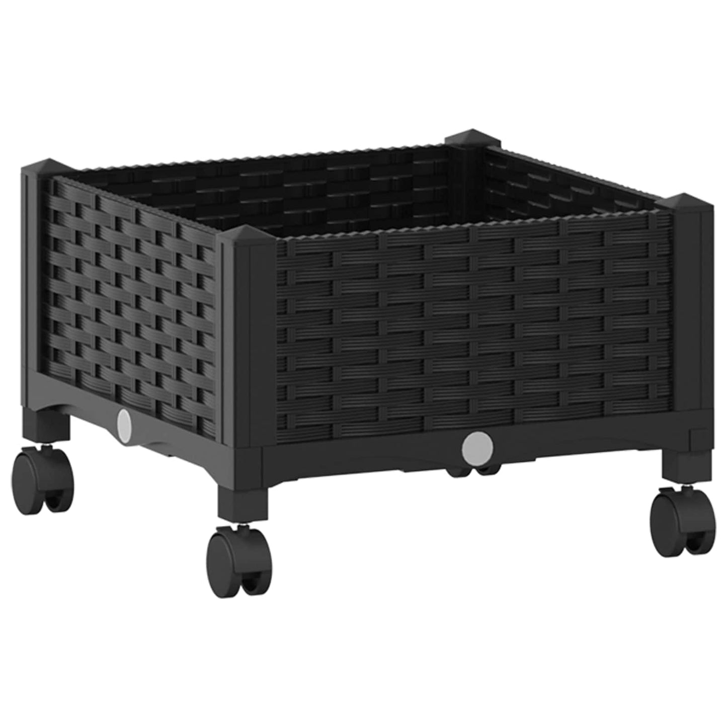 vidaXL Garden Planter with Wheels Black 40 x 40 x 29 cm PP