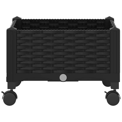 vidaXL Garden Planter with Wheels Black 40 x 40 x 29 cm PP