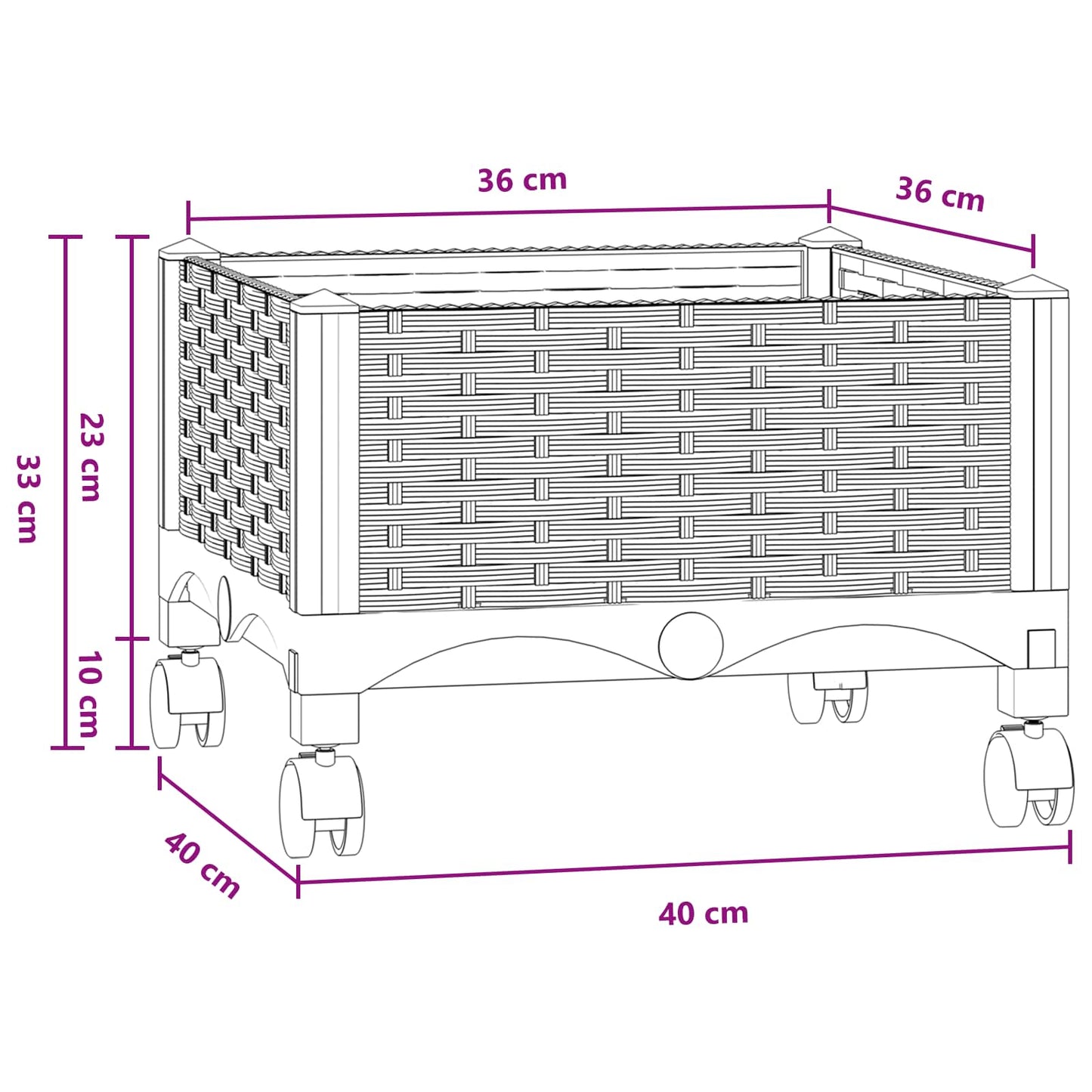 vidaXL Garden Planter with Wheels Blue Grey 40 x 40 x 33 cm PP