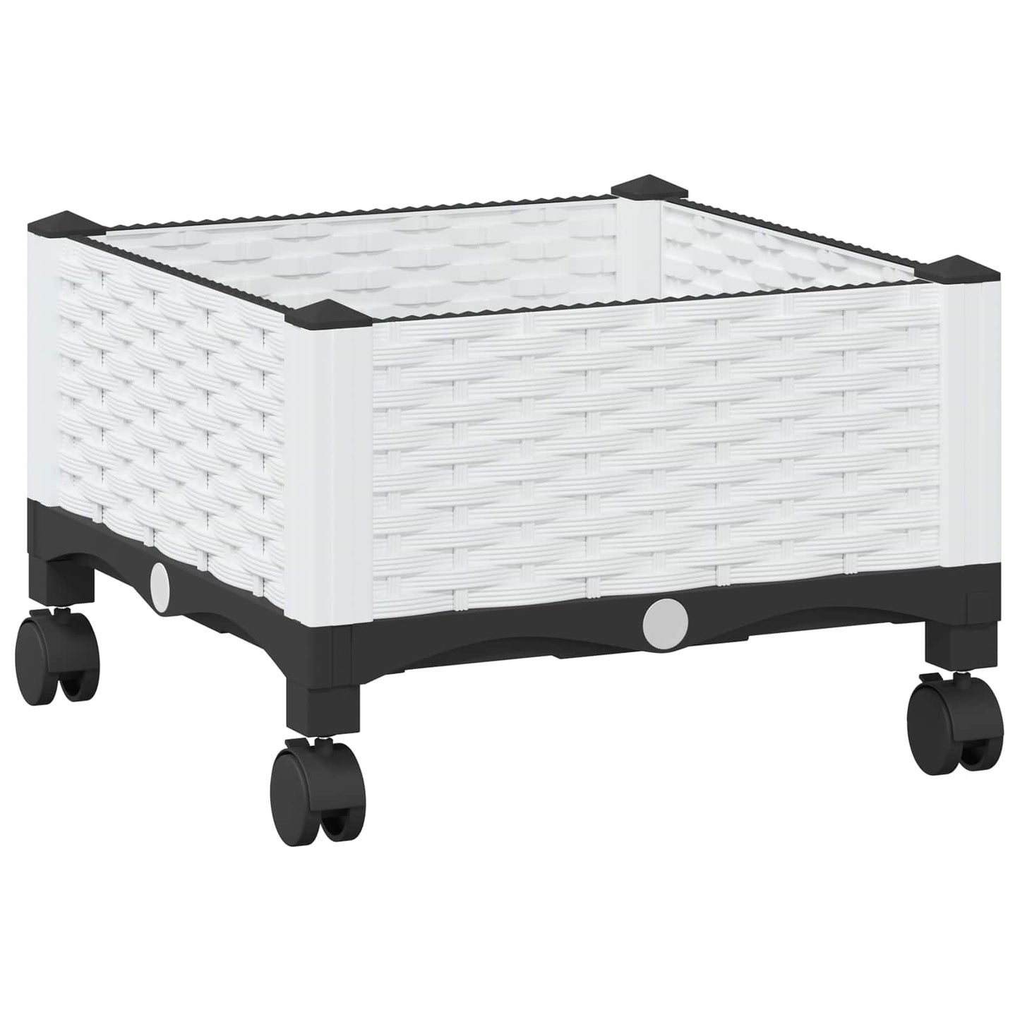 vidaXL Garden Planter with Wheels White 40 x 40 x 33 cm PP