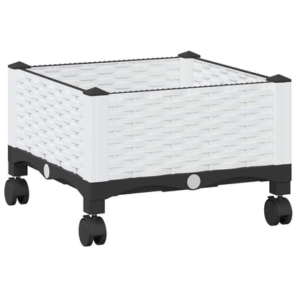 vidaXL Garden Planter with Wheels White 40 x 40 x 33 cm PP