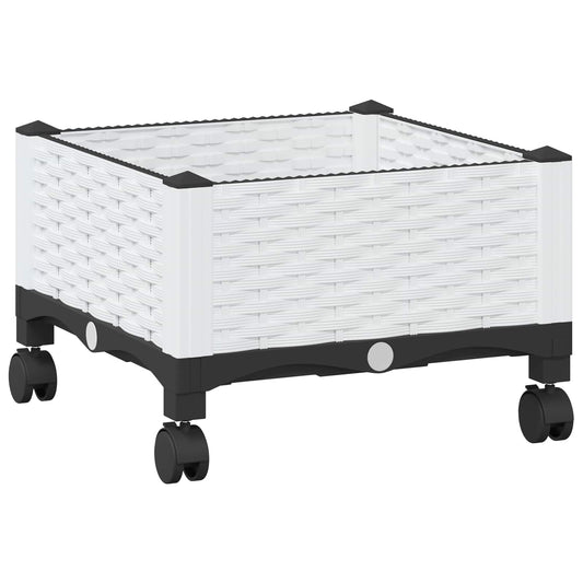 vidaXL Garden Planter with Wheels White 40 x 40 x 33 cm PP
